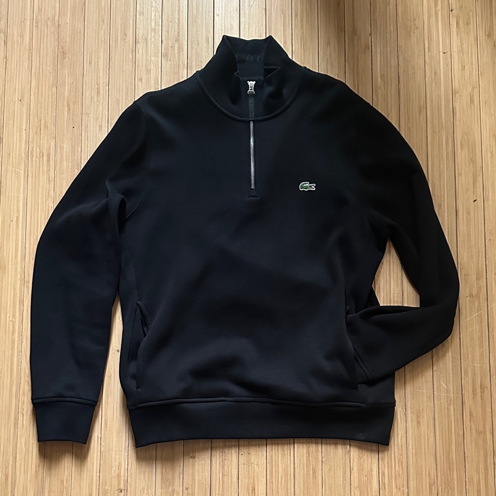 Lacoste Men's Black Zip-Up Sweater Large